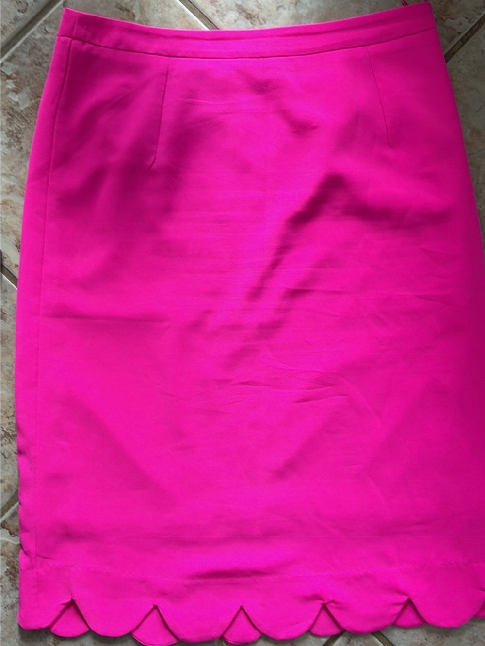Very J Hot Pink Scalloped Hem Pencil Skirt